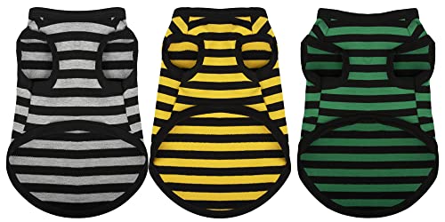 Paiaite 3-Piece Dark Striped Dog Shirt Set, Crafted from Breathable Cotton for Small and Medium Dogs. Keep Your Canine Cool and Stylish with Colorful Sleeveless Pet Tank Tops! L by Paiaite - Used condition - US$10.71