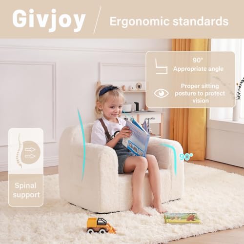Givjoy Toddler Chair Plush Kids Couch, Comfy Kids Sofa Toddler Lounger Chair for Bedroom, Convertible Toddler Couch for Girls and Boys, Reading Chair for Kids by Givjoy - Image 4