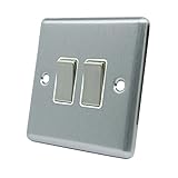 AET CSC2GSWIWS 10 A 2-Gang 2-Way Satin Finish Chrome Classical Double White Insert Metal Rocker Light Switch