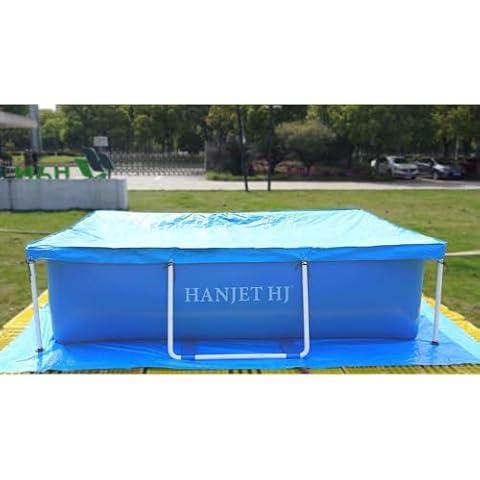Hanjet Metal Frame Rectangular Above Ground Outdoor Backyard Swimming Splash Play Pools (3.6'x3.6'x13.77) Cover