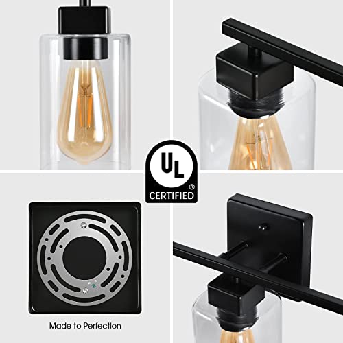 Espird Black Bathroom Light fixtures,UL Certified 3 Lights Farmhouse Light fixtures for Bathroom Above Mirror,Matte Black Vanity Light,Modern Wall Light Fixtures, Vanity Lighting Fixtures