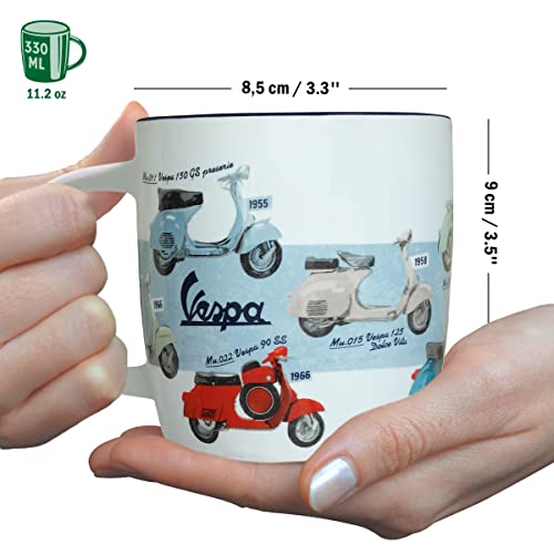 Nostalgic-Art Retro coffee mug, 11.2 oz, Vespa – Model Chart – Gift idea for scooter fans, Official License Product (OLP), ceramic cup, vintage design