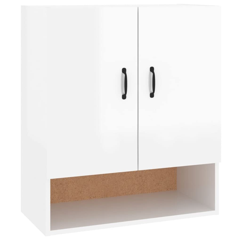 vidaXL Armario de Pared Mueble Colgante Auxiliar Puertas Almacenamiento Cuarto Baño Sala de Estar Cocina Madera Contrachapada Blanco Brillo