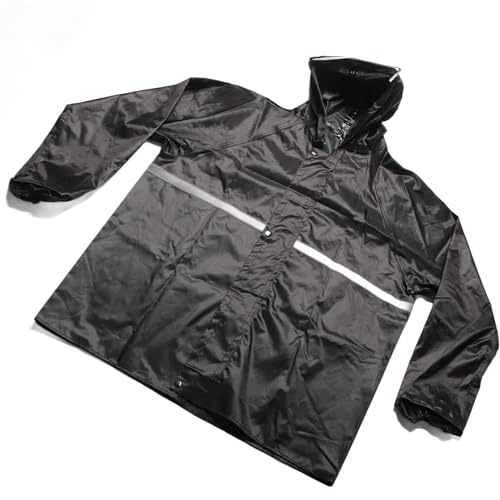 KIMISS Ensemble Imperméable épais en Tissu de Bœuf avec Bande Réfléchissante, Combinaison de Pluie de Type Fendu pour Hommes et Femmes (L)