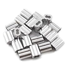 SDTC Tech Aluminum Crimping Loop Sleeve Dual Hole Cable Ferrule for 1/8" Diameter Wire Rope - 20 Pack