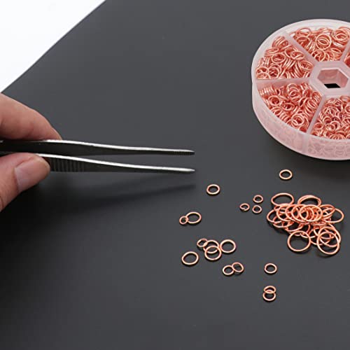 Gmma 1400 Pcs Mixed 6 Sizes/Box Jewelry Making Jump Rings, 4Mm 6Mm 5Mm 7Mm 8Mm 10Mm Jump Rings With 1Pcs Jump Ring Open/Close Tool For Keychains Necklace Repair And Diy Crafts Gifts (Rose-Gold) #TOP1