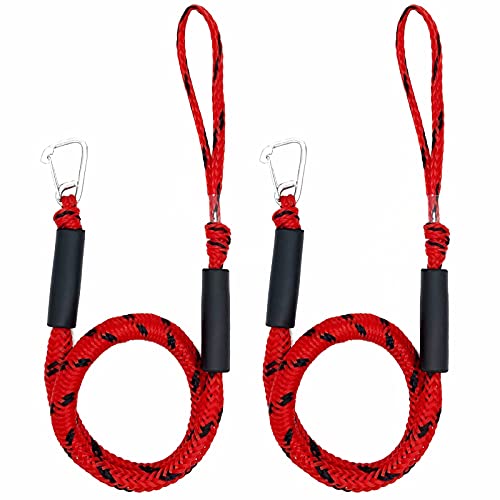 Bungee Dock Line Mooring Rope Bungee Cord Docking String Shock Bungee Docking Ropes for Boat Dock Lines with Stainless Steel Clip (2 X)