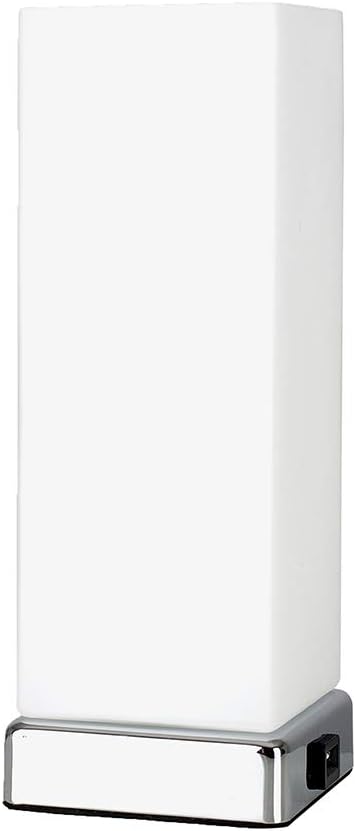 MiniSun | Modern Chrome and White Frosted Glass Touch Table Lamp with USB Charging Port | Table Lamps, Home Décor & Improvement Essential