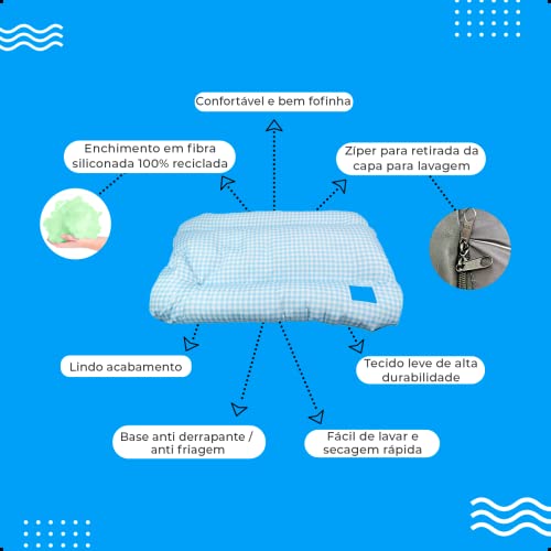 Caminha De Cachorro e Gato Cama Pet Vichy Azul - Tamanho P 60x40cm