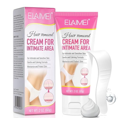 Hair Removal Cream-Hair Removal Cream for Genitals- Intimate Painless Hair Remover for Sensitive Skin Bikini,pubic,Genitals,Armpits,Legs,Body-with Gentle,soft,Moisturising Formula 60ML