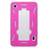 Eagle Cell Alcatel OneTouch Pop 7 Tablet Hybrid Armor Protective Case with Stand - Retail Packaging - ZZ0 White/Hot Pink
