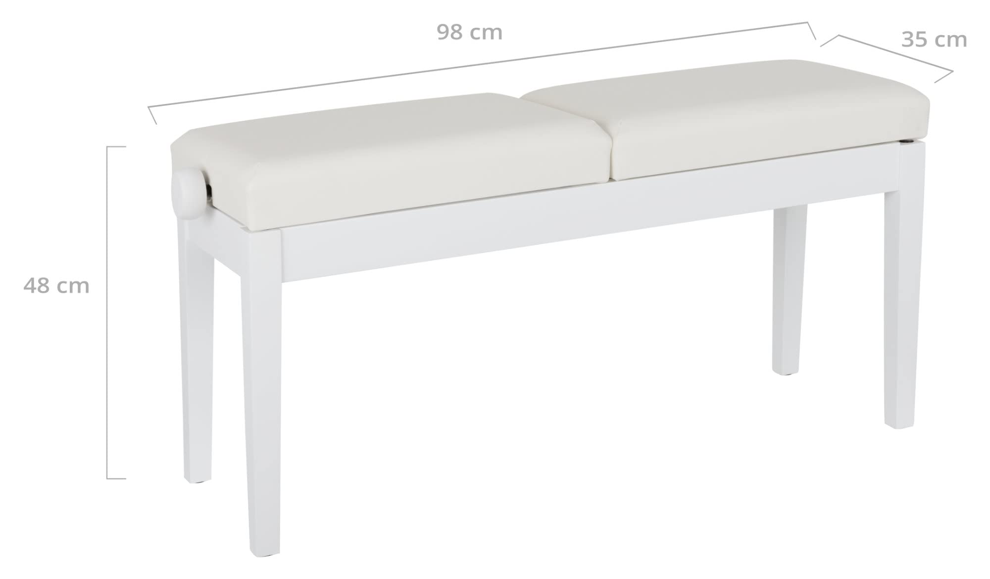 Classic Cantabile Banc de Piano Deux Places Blanc Mat