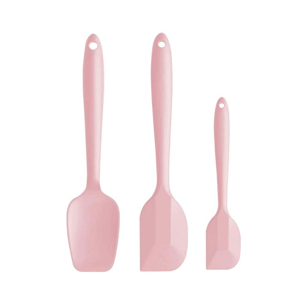 Erweicet 3 Pieces Silicone Spatula Set, Non-Stick Heat-Resistant Spatulas Dough Scraper for Kitchen Baking(Red)（Pink）