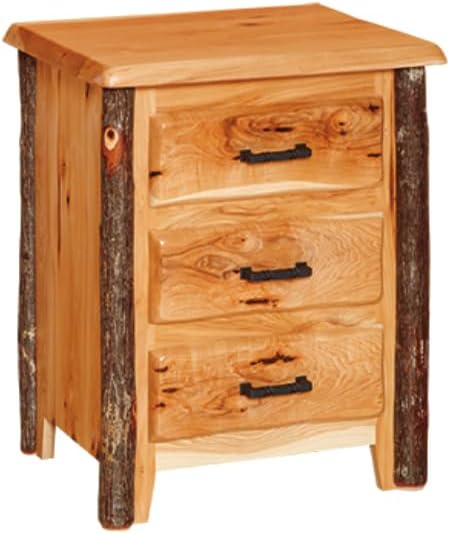 Furniture Barn USA Hickory Wavy-Edge 3-Drawer Nightstand