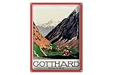 Femer Blechschild Reise 30x40 cm Gotthard Schweiz Nostalgie Deko Schild
