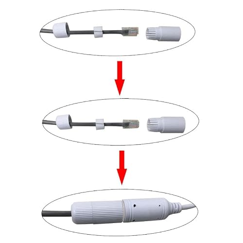 Vizgiz 4 Sets Rj45 Waterproof Connector Cap Cover For Outdoor Network Ip Camera Cctv Pigtail Cable Poe Nvr System Connection Lid Adapter Weatherproof Protector (4 Parts/Set), White #TOP7