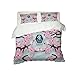 Teqoasiy Bedding Set Copripiumino 3D 150 X 200CM Intaglio Fiori Testo Set Biancheria Da Letto 3 Pz Trapunta Microfibra Ipoallergenico Per Ragazzi