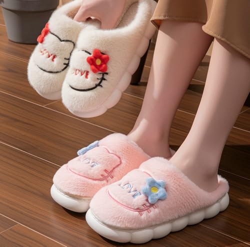 Women's Cute Cat Warm Plush Comfortable Indoor Anti slip Home Thick Sole Winter Soft Cotton Slippers Indoor/Outdoor3