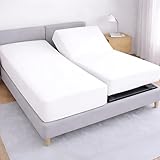 Cottington Lane Split Queen Fitted Sheets for Adjustable Beds, Premium Hotel Quality Brushed Microfiber 15 Inch Deep Pocket Two 30 x 80 Bottom Sheets Only, Ultra Soft & Breathable, White