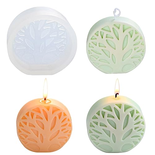 Moldes de silicone para velas de árvore da vida, molde de vela 3D para fazer velas, molde de sabão de resina em forma de árvore simples para aromaterapia, velas artesanais, moldes de cera