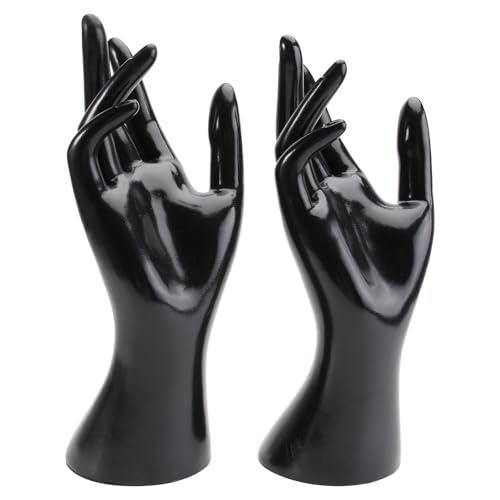 ABOOFAN Présentoir à Bagues Main de Mannequin Élégante et Multifonction 2pcs en PVC Noir pour Organiser Bijoux , pour Vitrine de Boutique