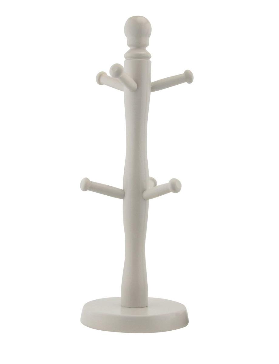 Heavy Duty Wooden Beechwood Kitchen Mug Tree 6 Cup Stand Holder & Kitchen Towel Holder Tissue Roll Holder Dispenser 35x12cm (Grey Mug Tree)