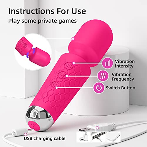 Image of Personal Mini Massager, Handheld Wand Massager - Powerful Vibration Massager - Perfect for Travel Stress Relief, Relieves Back, Legs and Lumbar Muscles (Rose Red)