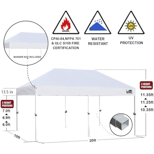 image for Eurmax USA 10'x20' Pop Up Canopy Tent Commercial Instant Canopies with