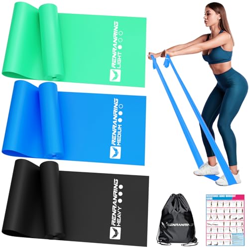 Resistance Bands for Working Out, Exercise Bands for Physical Therapy, Stretch, Recovery, Pilates, Rehab, Strength Training and Yoga Starter Set by RENRANRING - Used condition - US$10.76