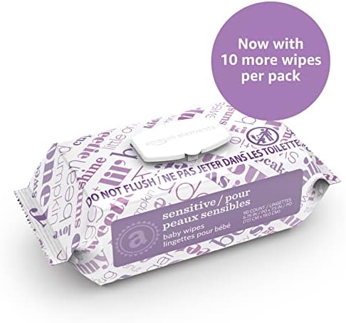 Amazon Elements Baby Wipes, Sensitive, Fragrance Free, White, 810 Count (9 Packs of 90) (Previously 720)