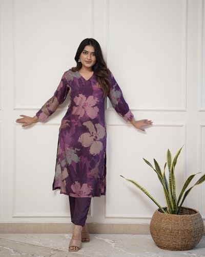 Image of ANNI Designer Women's Chanderi Straight Printed 2Pc Kurta Set