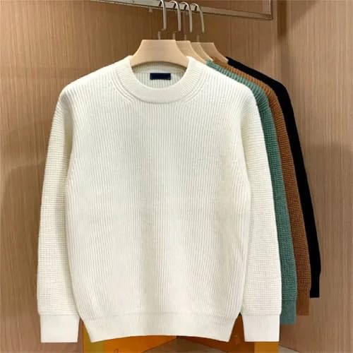 Men Soft Warm Winter Sweater O-Neck Solid Casual Knitting Pullover Warm Comfortable Dropped Shoulder Sleeves Sweaters3