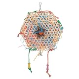Jouet à Mâcher Coloré pour Perroquet, Balançoire avec Bandes en Papier, Accessoire de Cage pour Perruche, Conure et Cacatoès