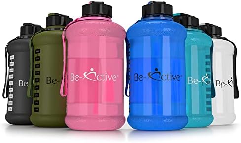 Be-Active 1.3 Litre Water Bottle Jug with Time Markings  BPA Free, Flip Top Tracker Bottles  Sports  Gym (Blue)