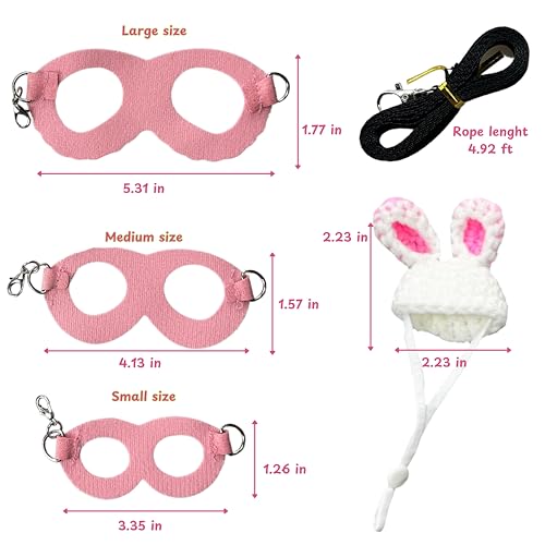Image of Bearded Dragon Harness and Leash with Bunny Ears Set, Bearded Dragon Hats, Reptile Leash and Cute Hat, Costume Small Reptile Supplies for Gecko Squirrel (Pink Bunny)