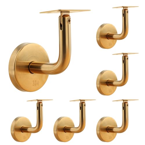 QLoztyse - QLoztyse Support de rampe d'escalier – Supports de main courante à col allongé pour escaliers intérieurs, matériel de rampe robuste pour escaliers et escaliers 6 paquets (Pièces plates mobiles)