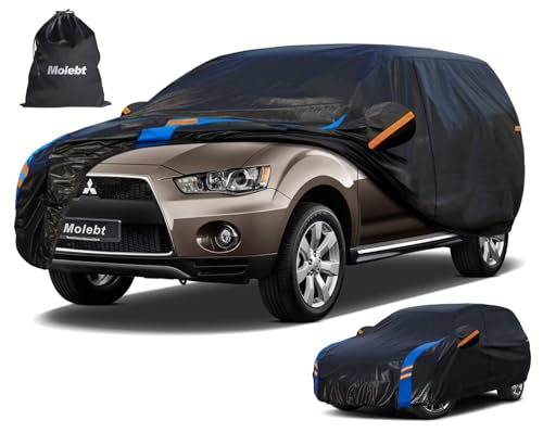 Image of Custom Fit SUV Car Cover for Mitsubishi Outlander (2005-2026), Upgraded Waterproof All Weather Outdoor Auto Cover with Driver Door Zipper & Mirror Pockets, UV /Snow /Dust Protection