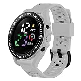 Kasituny Reloj digital LED reemplazable, pantalla a color, a prueba de salpicaduras, larga resistencia, esfera redonda, visualización de fecha, buena elasticidad, deporte fitness
