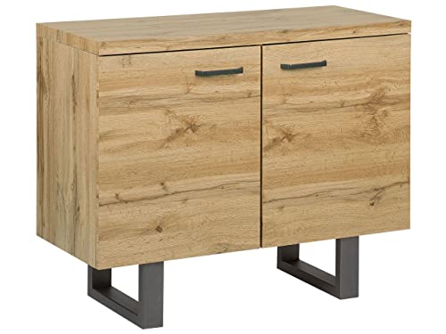 Buffet Moderne à 2 Portes en Bois Clair Rangement avec Base en Métal Timber