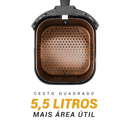 Fritadeira Air Fryer Philco 5,5L 1500W PAF55A Cesto Quadrado Preto 127V - Imagem 2