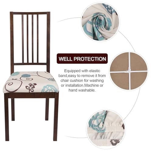 Image of SearchI Seat Covers for Dining Room Chairs Stretch Printed Chair Seat Covers Set of 8, Removable Washable Upholstered Chair Seat Protector Cushion Slipcovers for Kitchen, Office(Ball Flower)