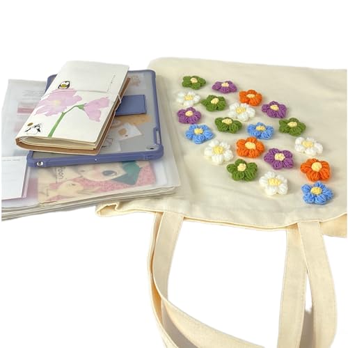 Algasan Handmade Puff Flower Shoulder Shopping Bag,Canvas Tote Bag, Shopping Bag, Tote Bag, Women's Shoulder Shopping Bag2