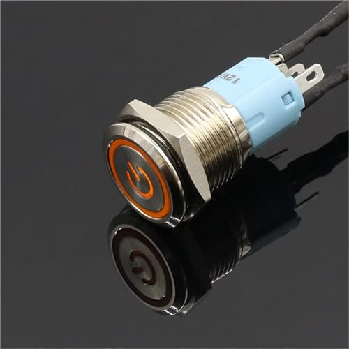 Interrupteur à bouton-poussoir 16mm avec indicateur LED vert 12V - 3