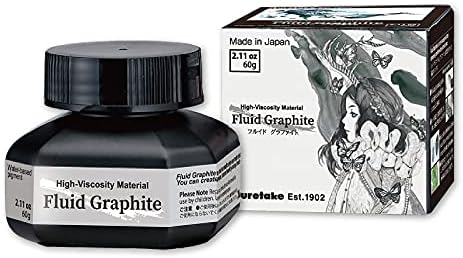 Kuretake ZIG FLUID GRAPHITE Paint 60ml METALLIC BLACK for Craft, Art, Illustration, Dip pen, Calligraphy Art, Lettering, Journaling, professional artists and amateur hobbyists, Made in Japan
