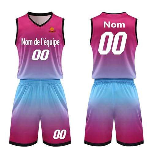 WEANGCW8238JIAN Uniforme de baloncesto personalizado, ropa de baloncesto, camisetas de baloncesto, secado rápido, malla transpirable, talla juvenil y adulto, rosa, 75-54