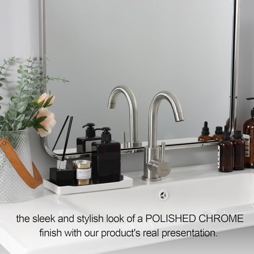Image of ANDY STAR 48 inchX30 inch Chrome Bathroom Mirrors, Polished Chrome Vanity Mirror, Rounded Rectangle Mirror for Wall, SUS304 Anti-Rust Tube Metal Frame, Wall Mounted Horizontal /Vertical 1'' Deep