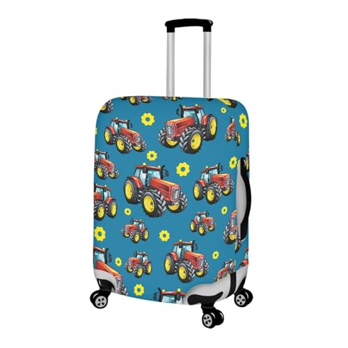 Image of Coloranimal Vintage Tractor Luggage Covers for Adult and Kids Boys Excavator Travel Luggage Covers Fashion Lightweight Suitcase Protector for 22-24 Inch Lunggage,Blue