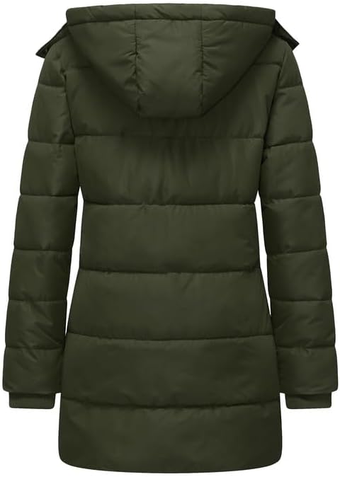 GGleaf Women's Winter Thicken Puffer Coat Warm Snow Jacket with Removable Hood Fashions Long Jacket - Image 3