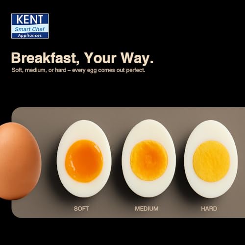 Image of KENT Super Egg Boiler | 3 Boiling Modes | Stainless Steel Body and Heating Plate | 6 Eggs at a Time | Automatic Turn-Off | Silver