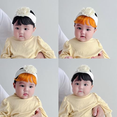 Baby Flower Wigs Bangs Headband Infant Floral Faux Hair Band Fashionable Flower Wigs Hair Accessory for Girls Aged 0-63